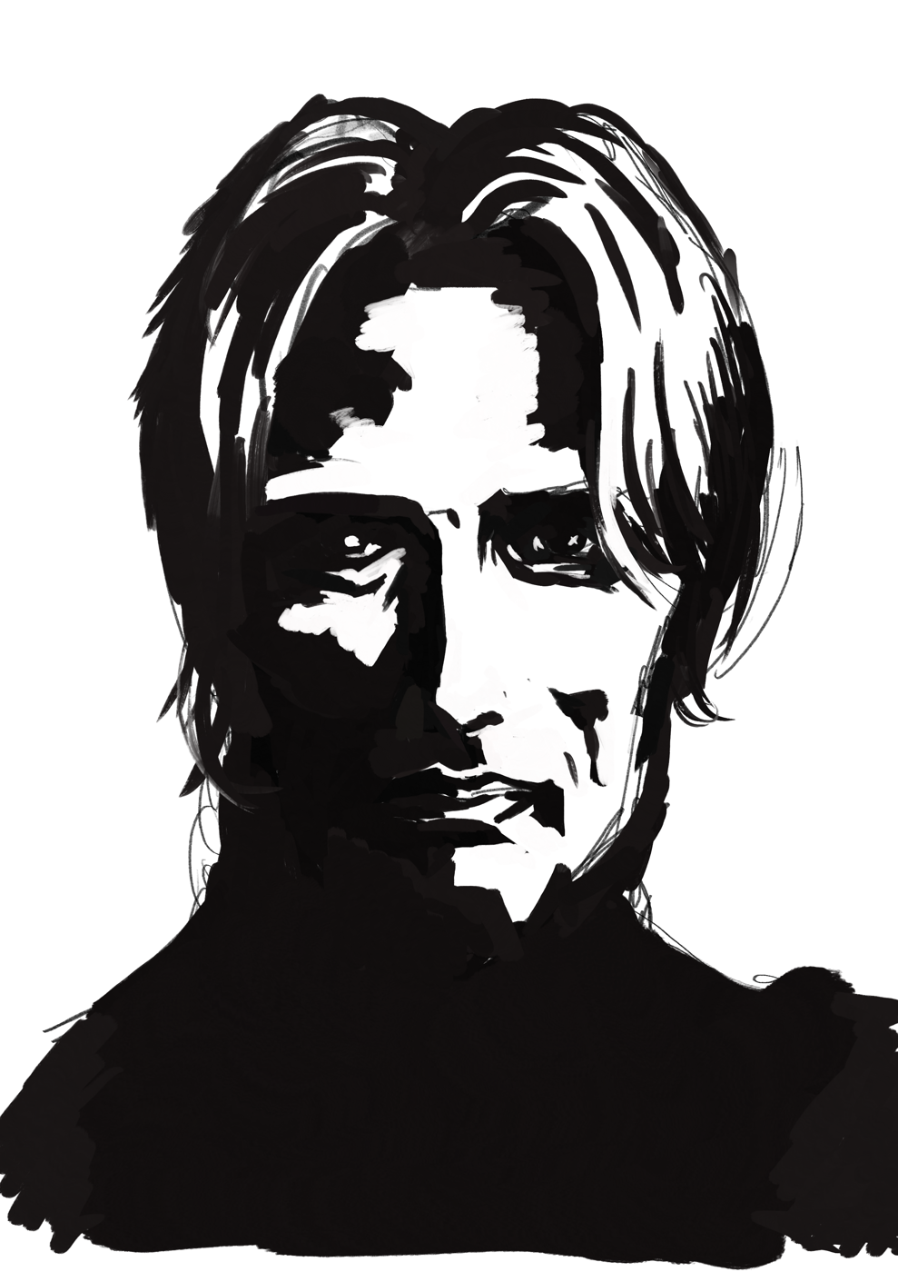 Mads Mikkelsen 2 Value Portrait